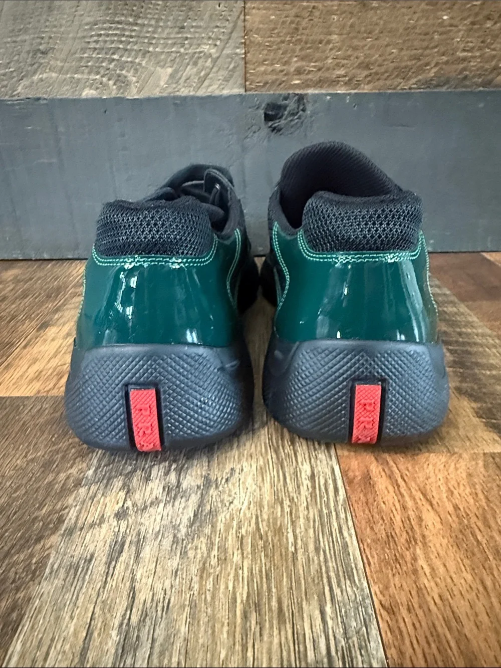 Prada America’s Cup Patent Leather Sneakers Green Black Men’s Size 7UK/8/8.5 US